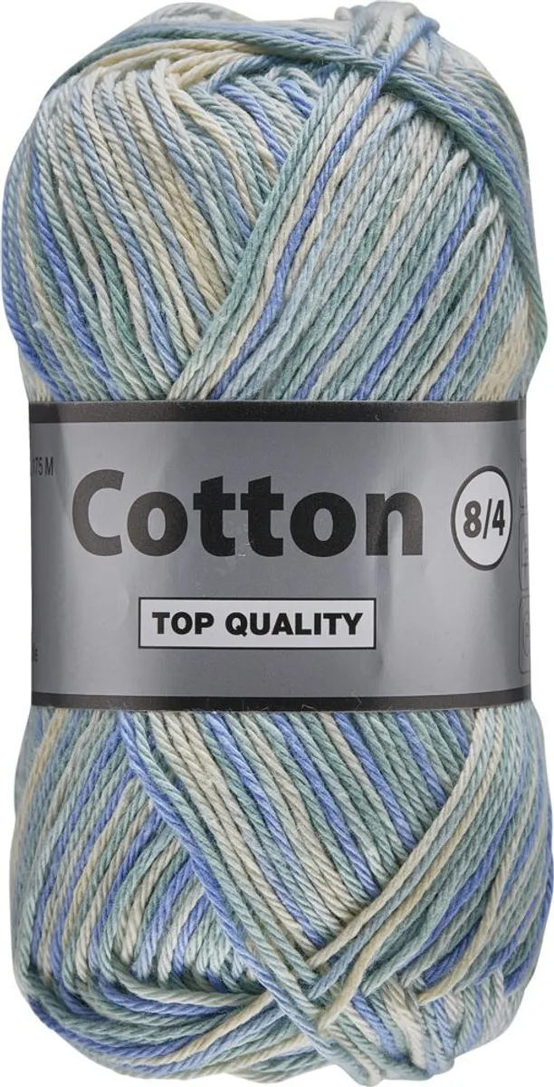 Lammy cotton 8/4, multifarvet, støvede blågrønne farver, 50 g, nr. 625