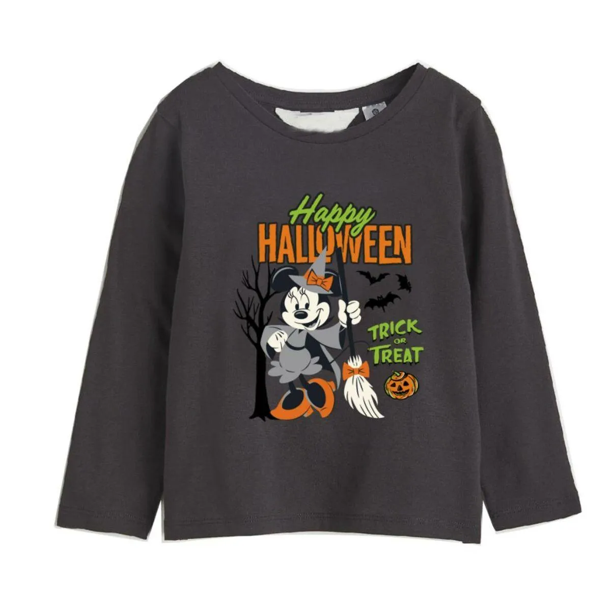 Langærmet T-shirt til Børn Minnie Mouse Halloween Mørkegrå 6 år