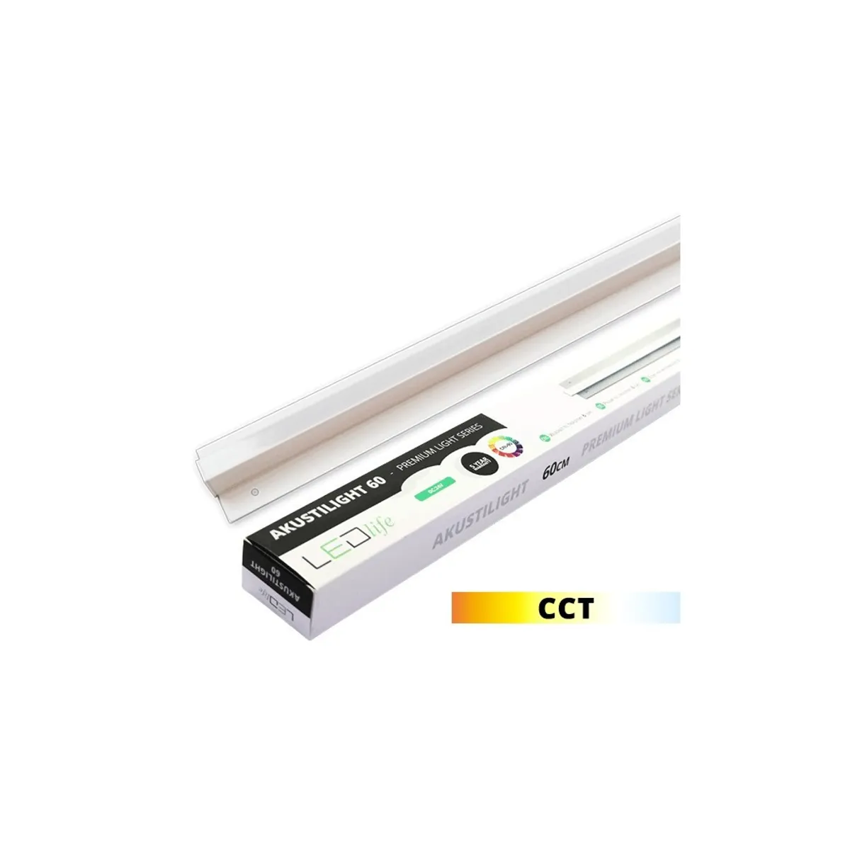 LED Troldtekt Skinne 60 cm, CCT - 19W, Akustilight, Planforsænket, 24V