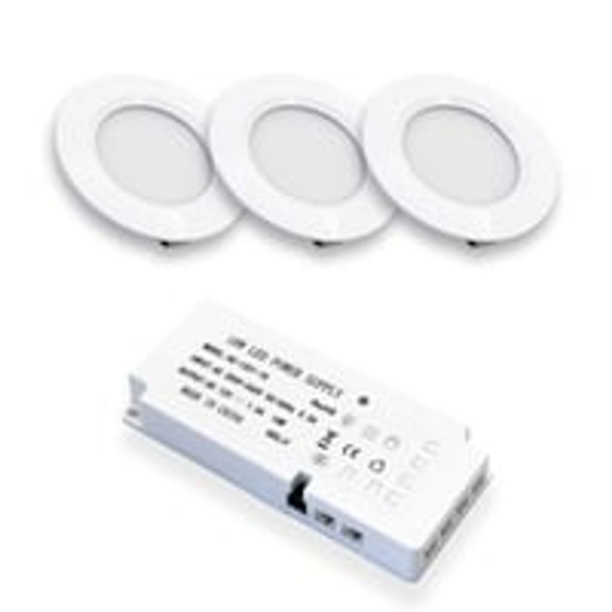 LEDlife Reco68 Mbelspot Mat Hvid 3-pak inkl. Strmforsyning - 2,5W LED (Erstatter 20W), Input 12V, 180lm, RA80