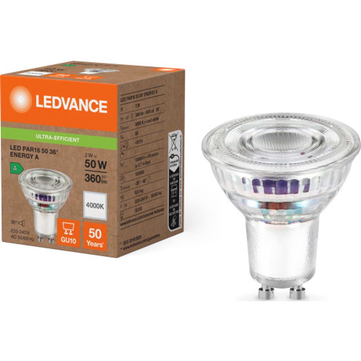 Ledvance LED PAR16 2W/840 360lm 36° GU10 (A)