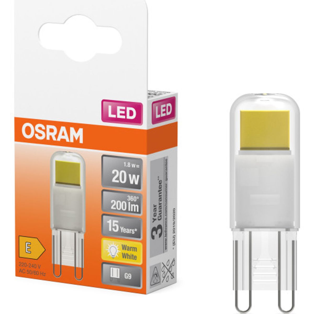 Ledvance LED PIN klar 200lm 1,8W/827 (20W) glas G9