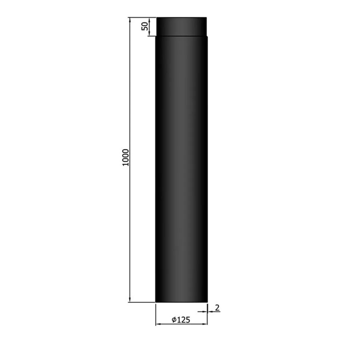 Lige Røgrør Ø125 mm - 1000 mm