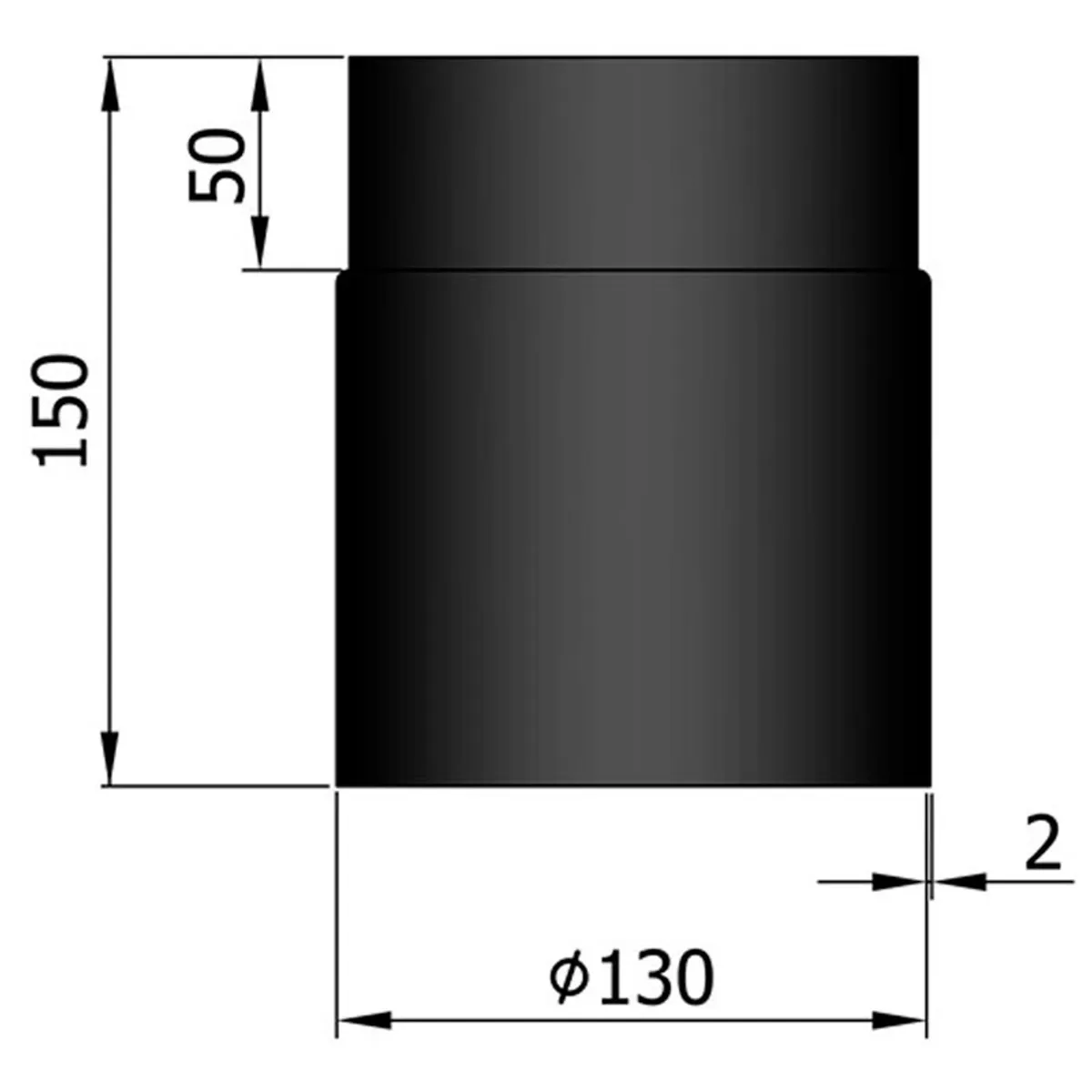 Lige Røgrør Ø130 mm. - 150 mm