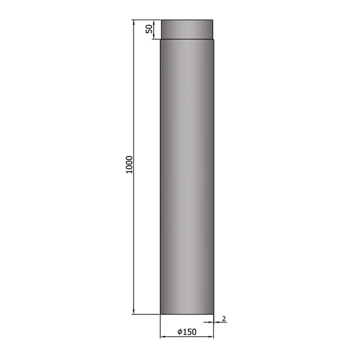 Lige Rør Ø150 mm - Grå - 1000 mm