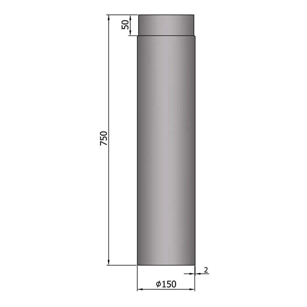 Lige Rør Ø150 mm - Grå - 750 mm