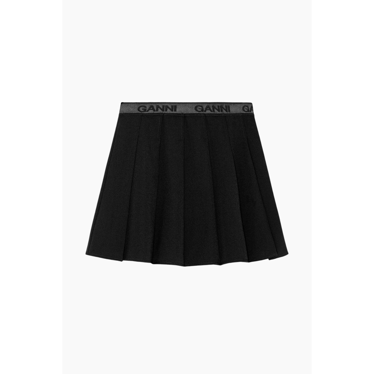 Light Twill Pleated Mini Skirt F9710 - Black - GANNI - Sort S