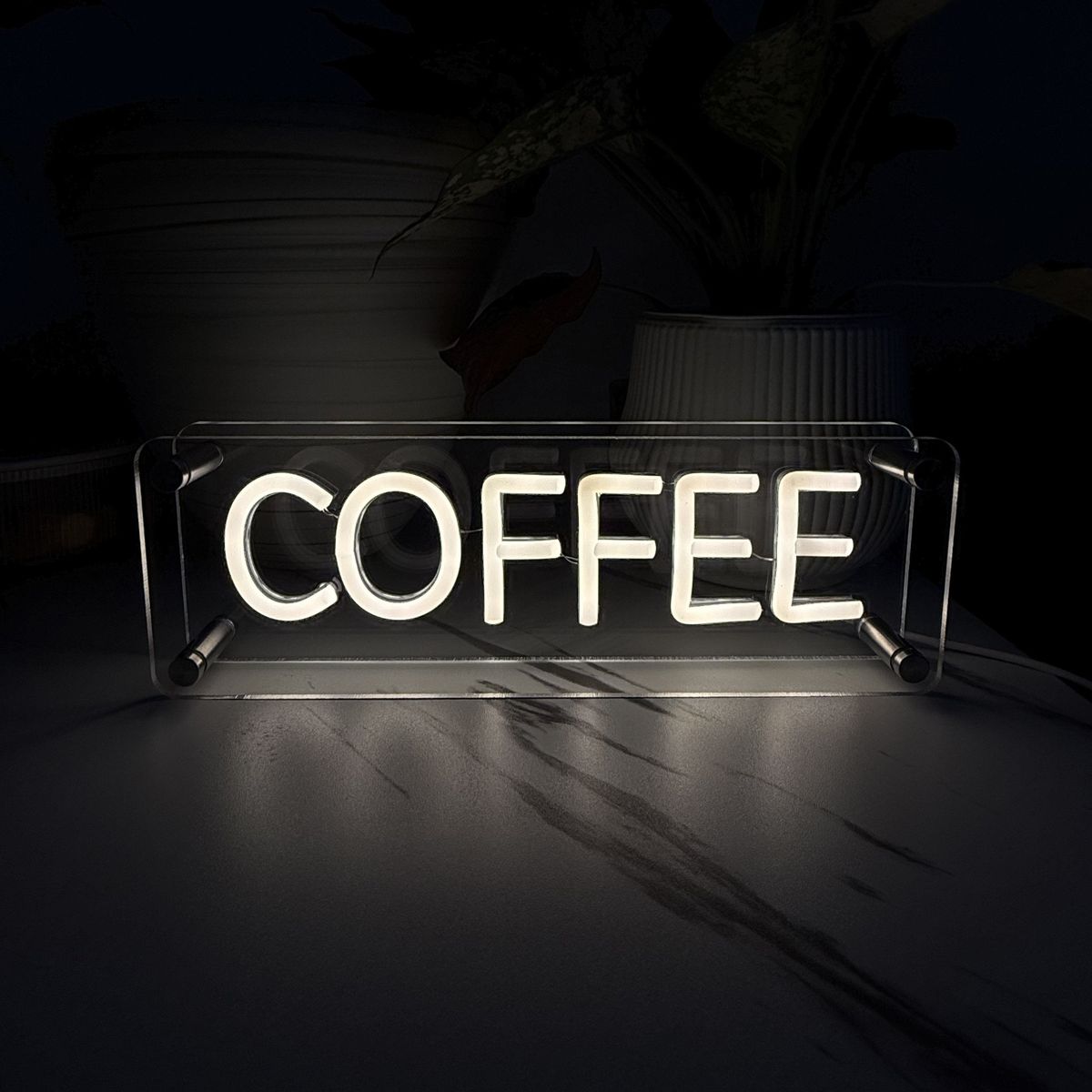 Lightish Coffee Led Neon Box Bordlampe