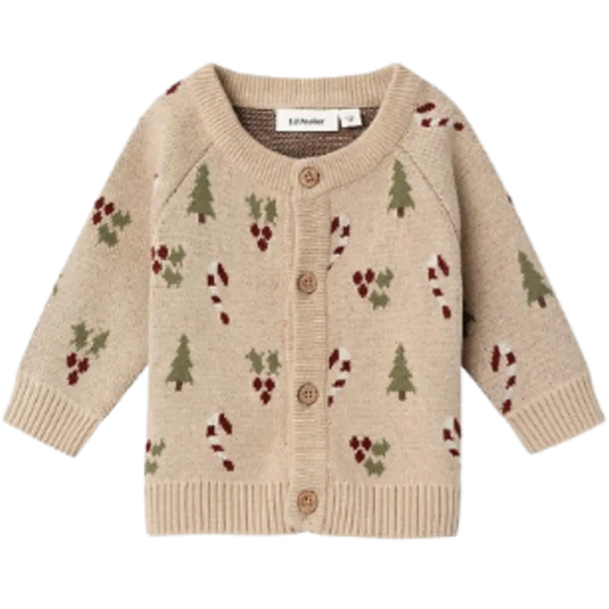 Lil' Atelier Cardigan i økologisk bomuld - Lamao - Jul - Warm Sand Melange - 62