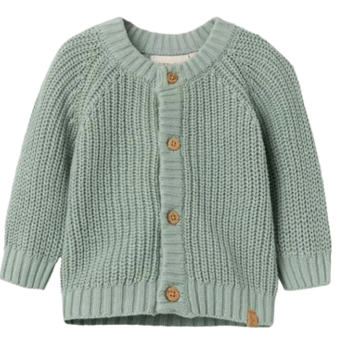 Lil' Atelier Cardigan i økologisk bomuld - Nemlen - Jadeite - 62