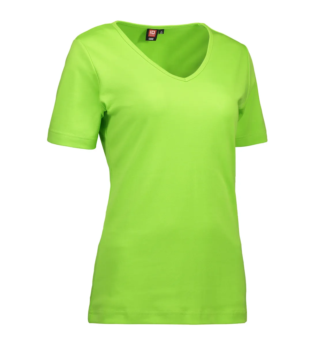 Lime farvet dame t-shirt med v-hals - M