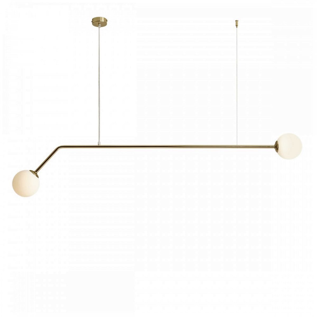 Limelight - Loftlampe i guldfarvet metal og hvidt glas, bredde 150 cm