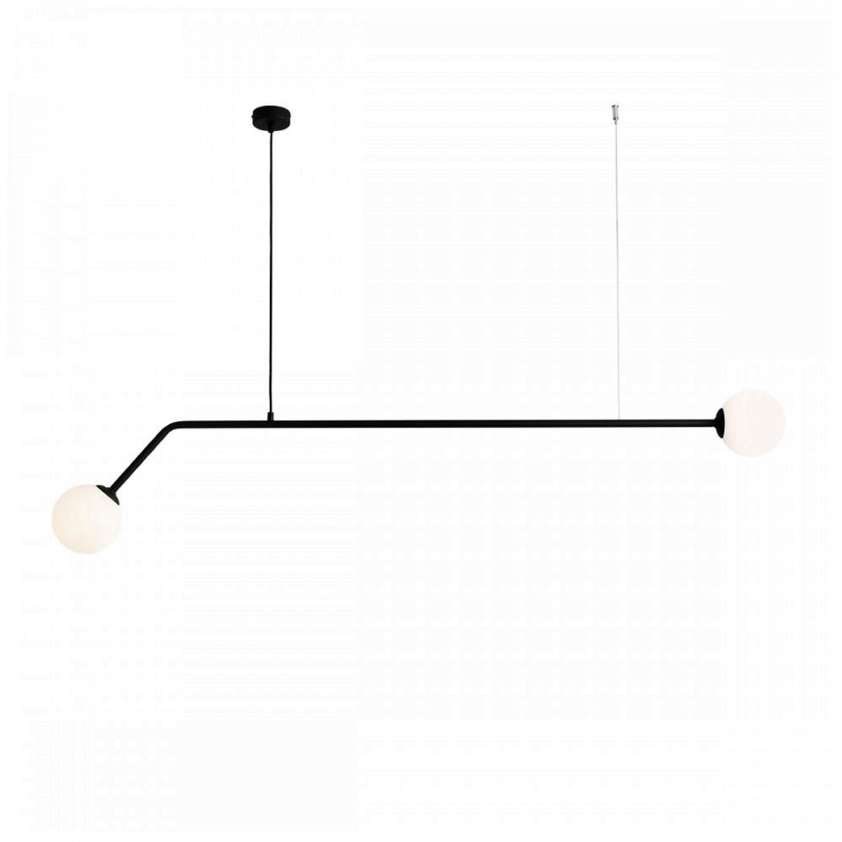 Limelight - Loftlampe i sort metal og hvidt glas, bredde 150 cm