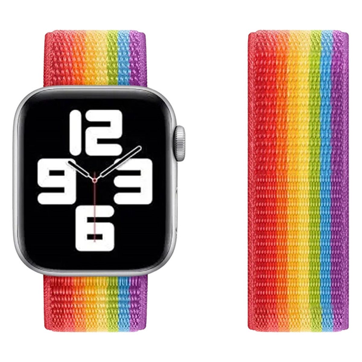 Lippa Apple Watch LGBT+ nylonrem 42/44/45/49, Regnbuefarver