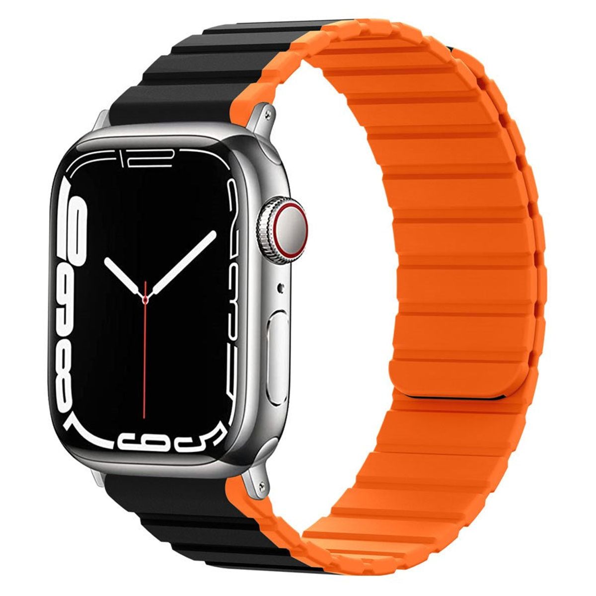 Lippa Apple Watch magnetisk silikonerem 38/40/41, Sort/orange