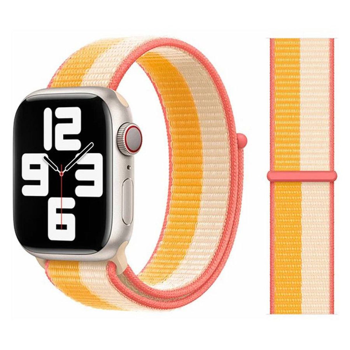 Lippa Apple Watch nylonrem 38/40/41, Hvid/Gul