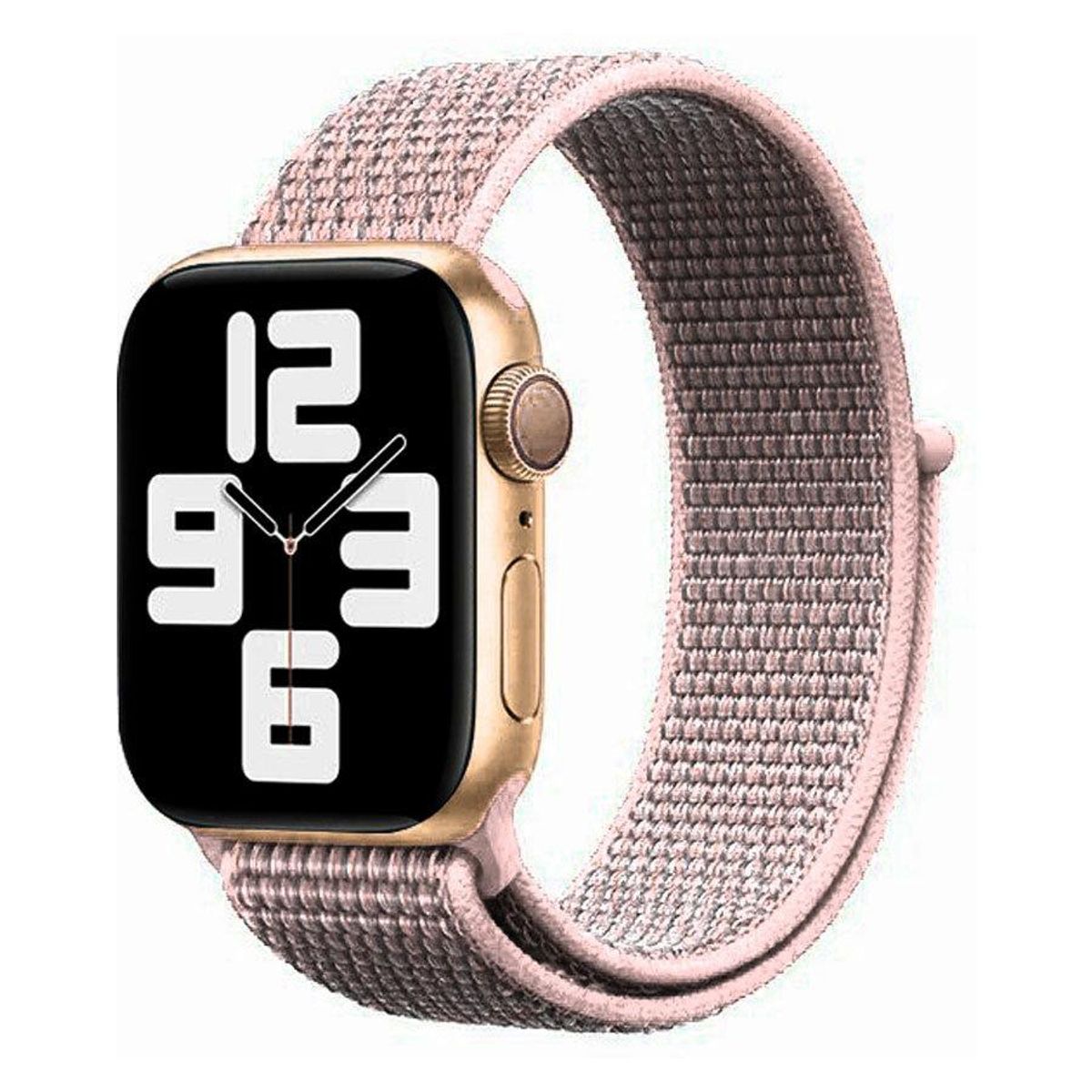 Lippa Apple Watch nylonrem 42/44/45/49, Rose Gold