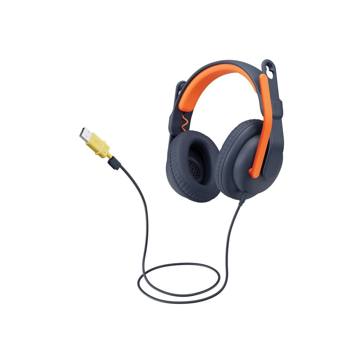 Logitech Zone Learn Wired Over-Ear Headset for Learners, USB-C Kabling Hovedtelefoner Sort Orange