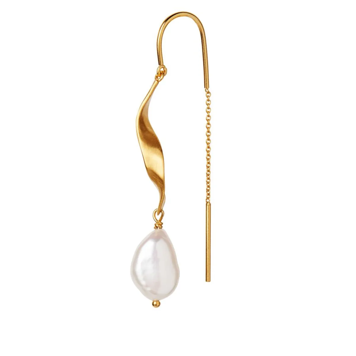 Long Twisted Earring w. Baroque Pearl