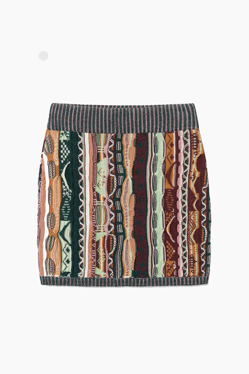 Lula Coogi Knit Skirt - Multicolor - Wood Wood - Mønstret L