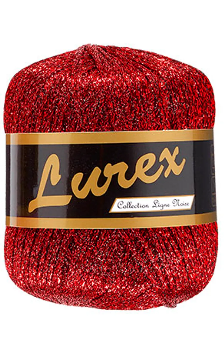 Lurex glimmergarn, rød, 25 g, nr. 13