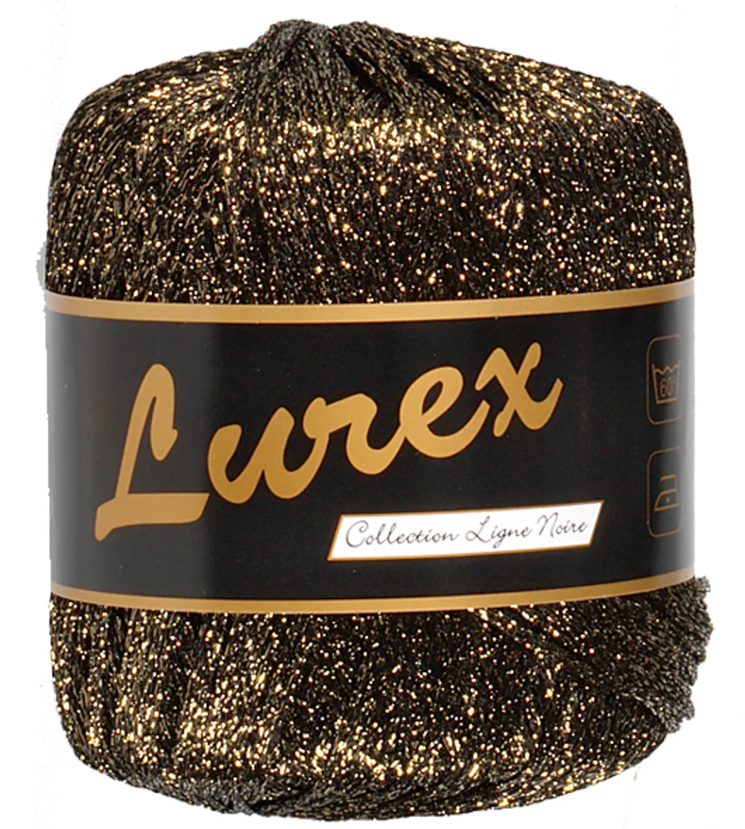 Lurex glimmergarn, sort guld, 25 g, nr. 16