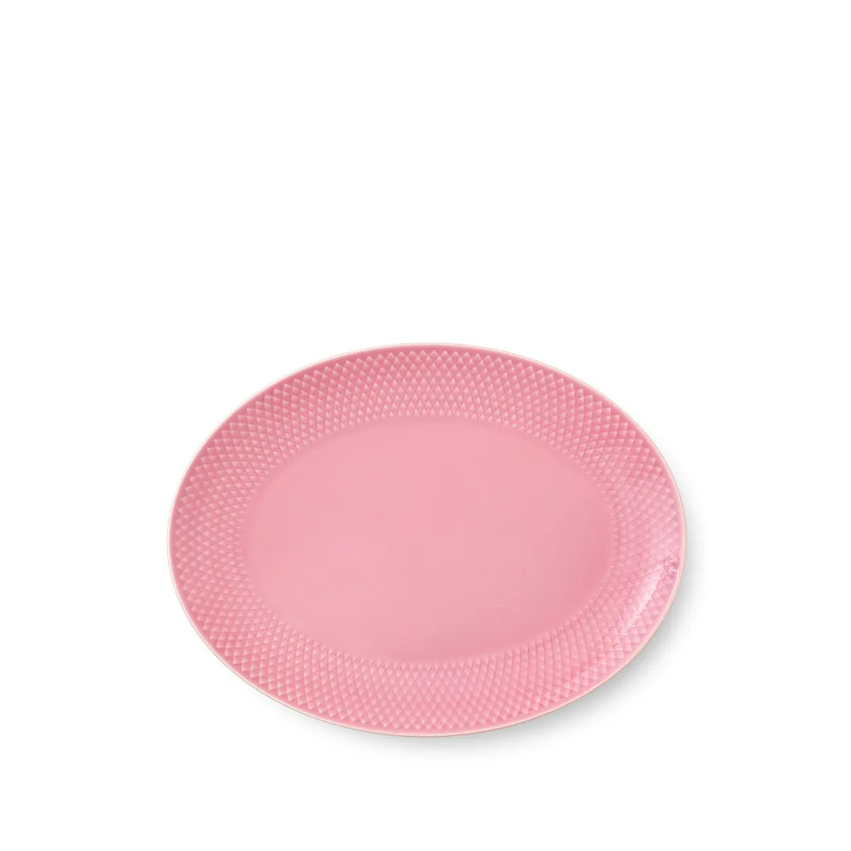 Lyngby Porcelæn - Rhombe Ovalt serveringsfad 28x21 cm, rosa