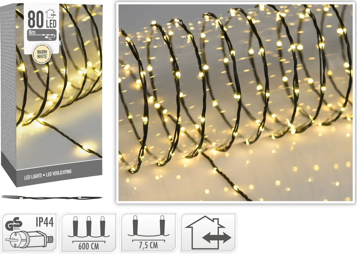 Lyskæde LED varm hvid 80 - Udvendig belysning, L6 meter