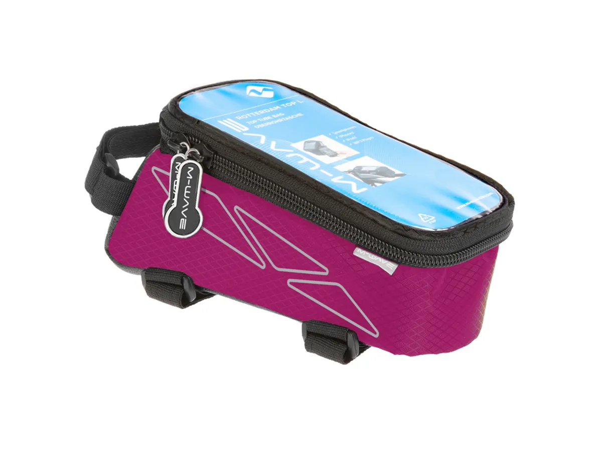 M-Wave Rotterdam Top L - Cykeltaske til stel - Velcro montering - Pink - Str. 1.2 liter