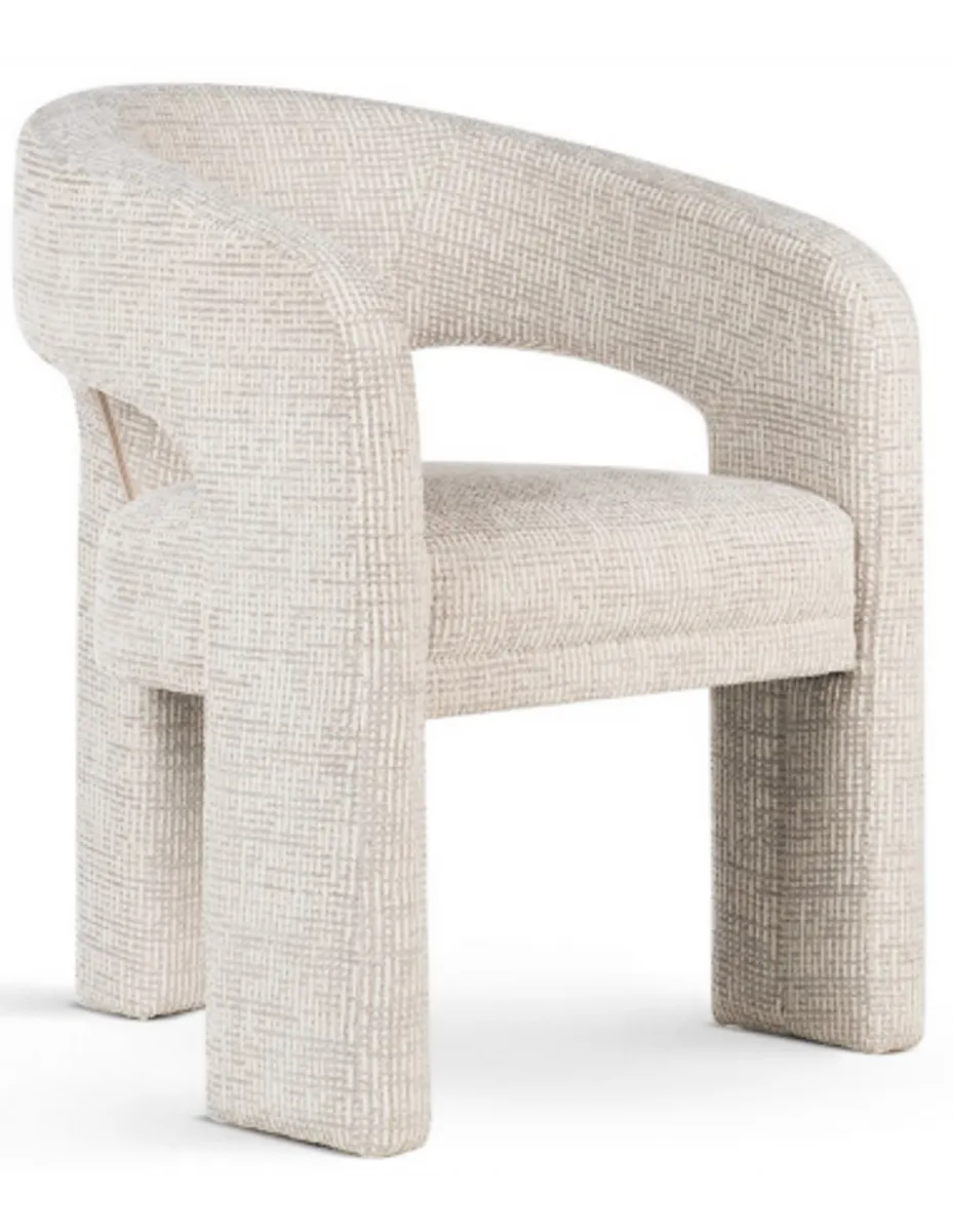 Macao spisebordsstol i bøgetræ og chenille H82 cm - Beige