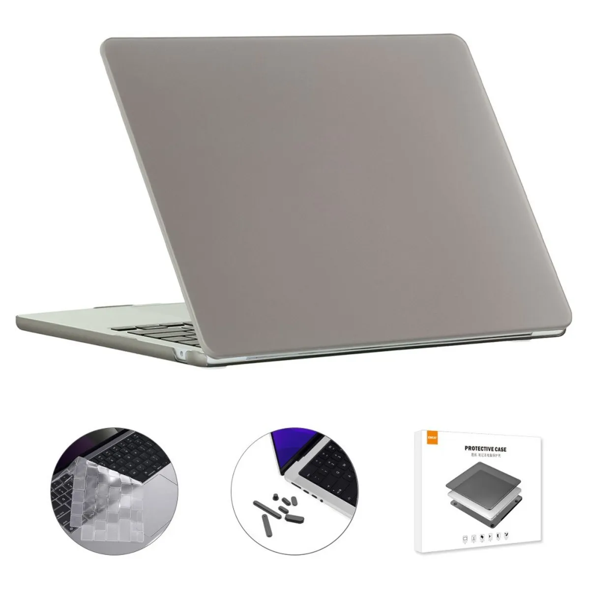 MacBook Air 15 M3 / Air 15 M2 (2024/2022) - ENKAY cover til front og bagside - Inkl. Beskyttelsfilm til tastatur - Grå