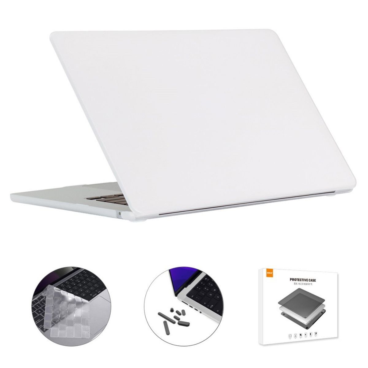 MacBook Air 15 M3 / Air 15 M2 (2024/2022) - ENKAY cover til front og bagside - Inkl. Beskyttelsfilm til tastatur - Hvid