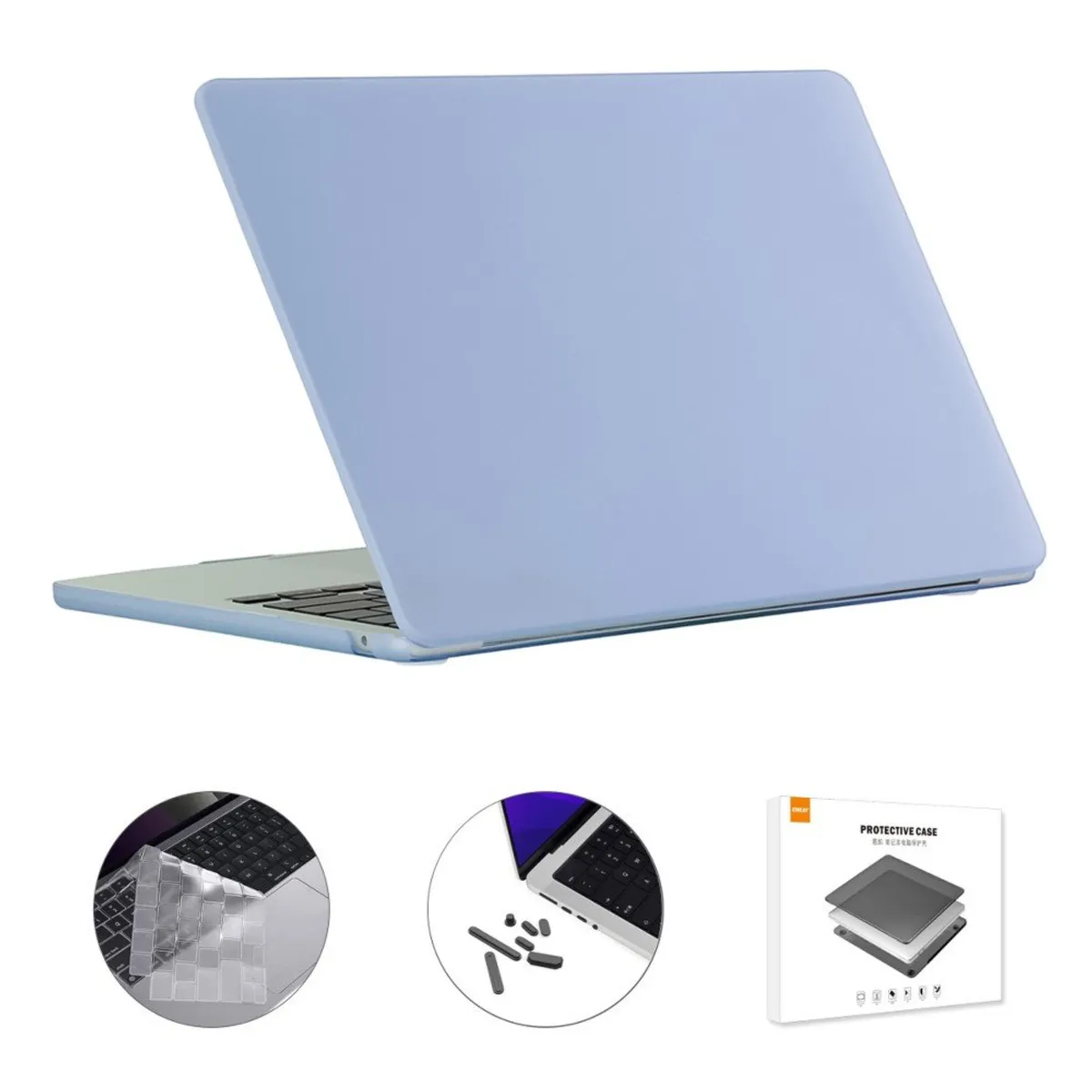 MacBook Air 15 M3 / Air 15 M2 (2024/2022) - ENKAY cover til front og bagside - Inkl. Beskyttelsfilm til tastatur - Lilla/blå