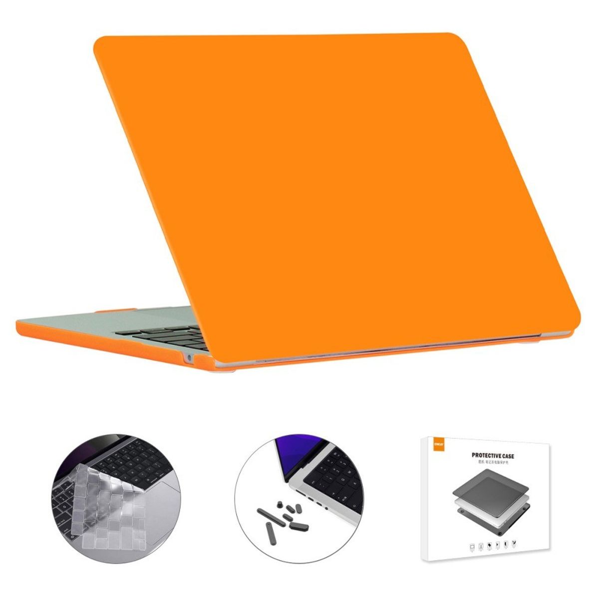 MacBook Air 15 M3 / Air 15 M2 (2024/2022) - ENKAY cover til front og bagside - Inkl. Beskyttelsfilm til tastatur - Orange