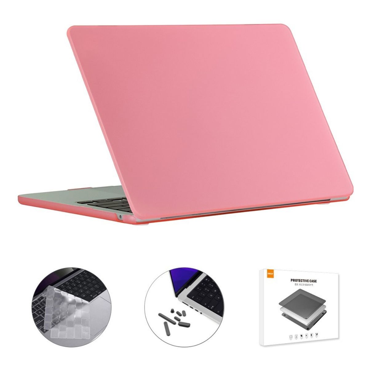 MacBook Air 15 M3 / Air 15 M2 (2024/2022) - ENKAY cover til front og bagside - Inkl. Beskyttelsfilm til tastatur - Pink