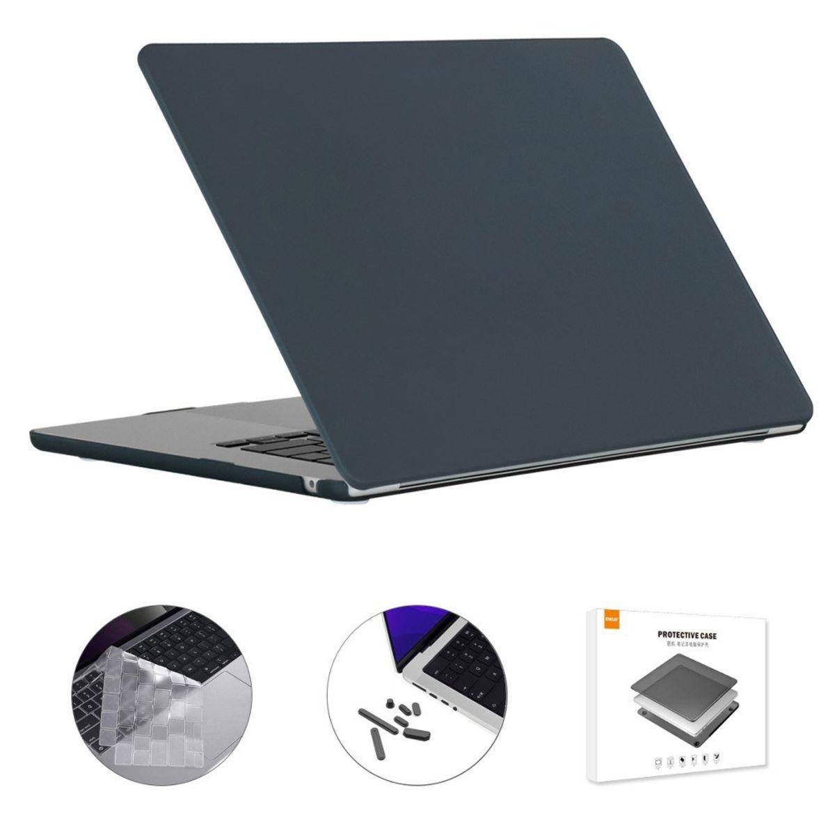 MacBook Air 15 M3 / Air 15 M2 (2024/2022) - ENKAY cover til front og bagside - Inkl. Beskyttelsfilm til tastatur - Sort