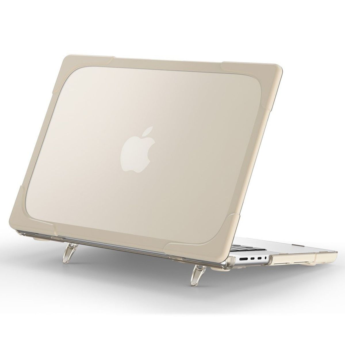 MacBook Pro 14 M3 / M2 / M1 (2023/2021) - Hard cover front + Bagcover med Kickstand - Khaki