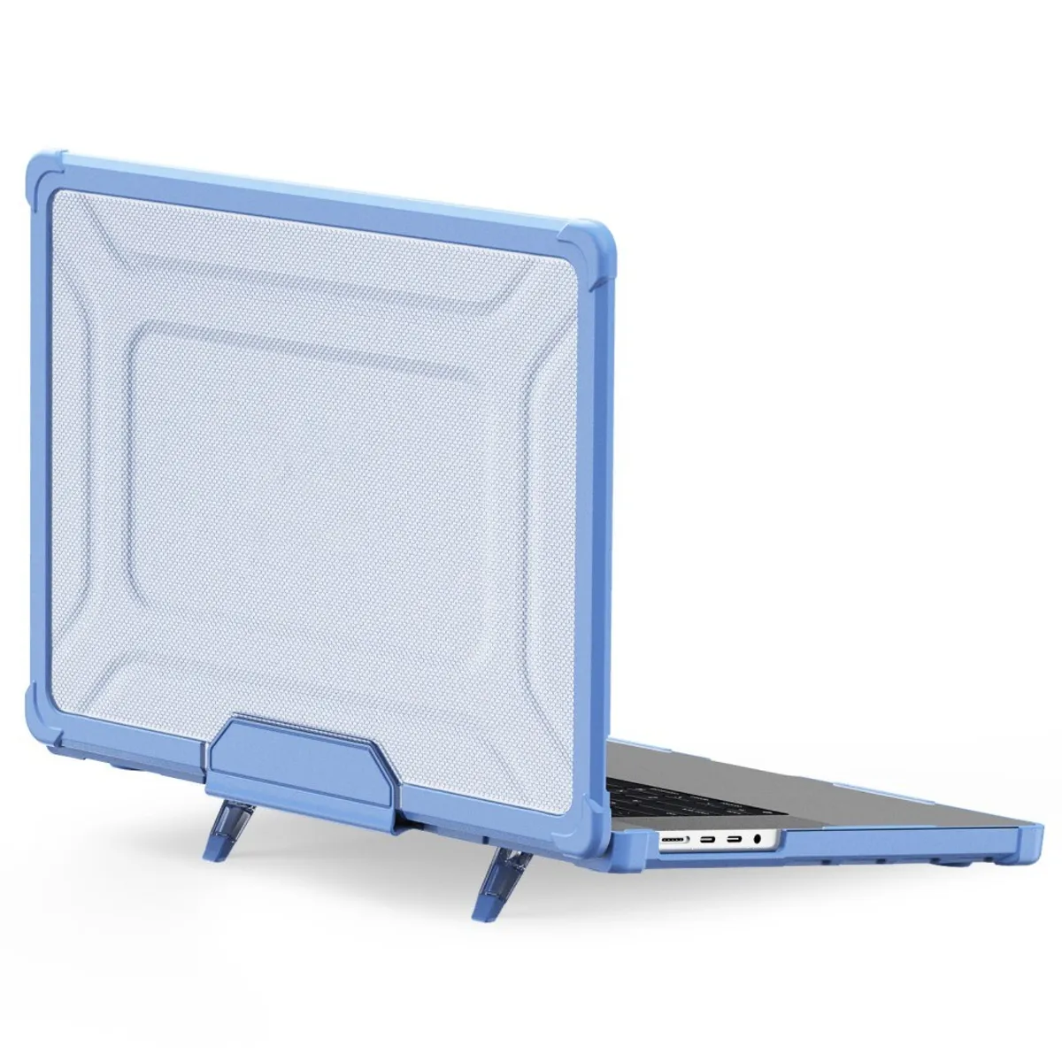 MacBook Pro 16 M1 / M2 / M3 (2021/2023) - Armor shockproof cover med Kickstand - Lyseblå