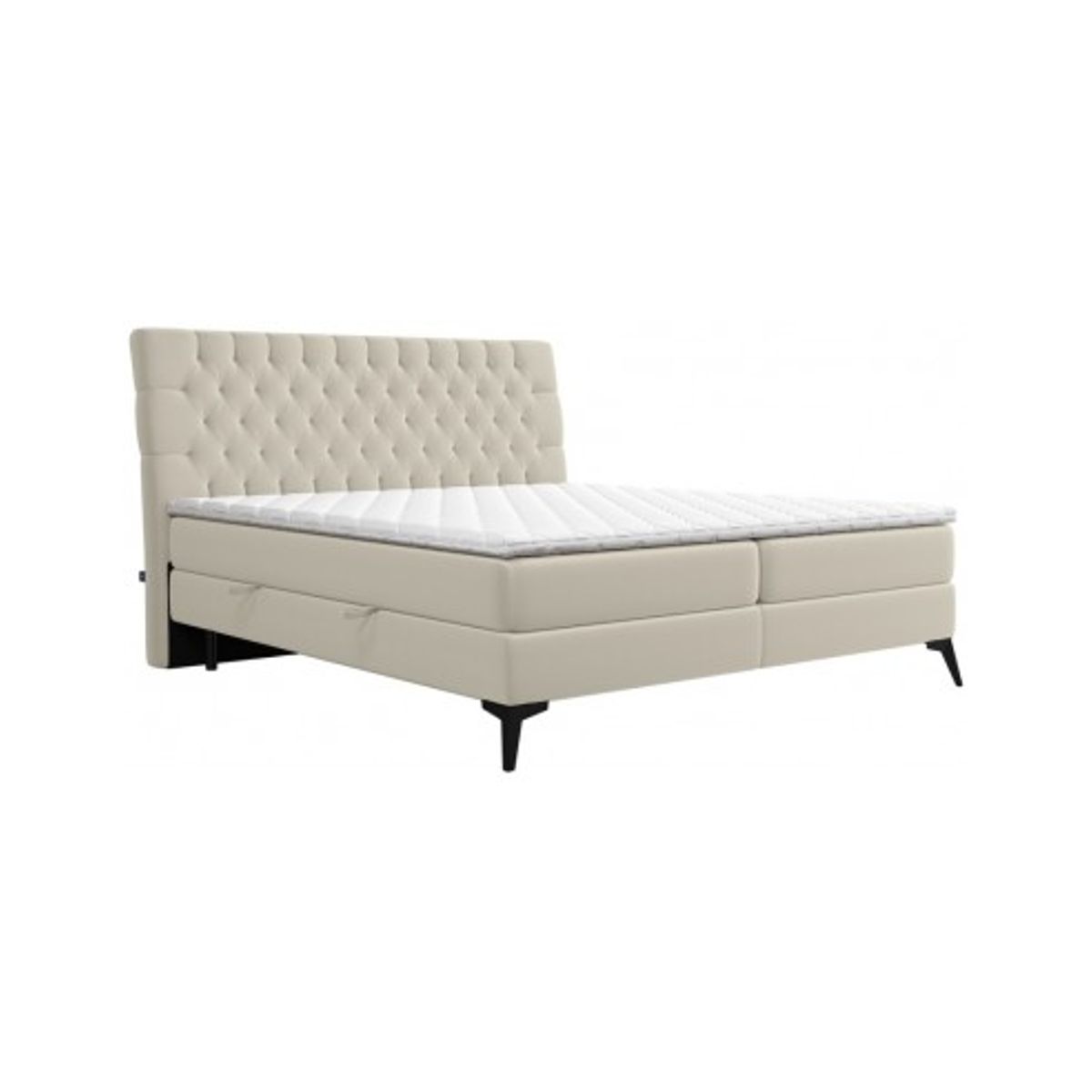 Madison kontinentalseng med opbevaring og sengegavl 160 x 200 cm med 7 komfortzoner - Sort/Lys beige