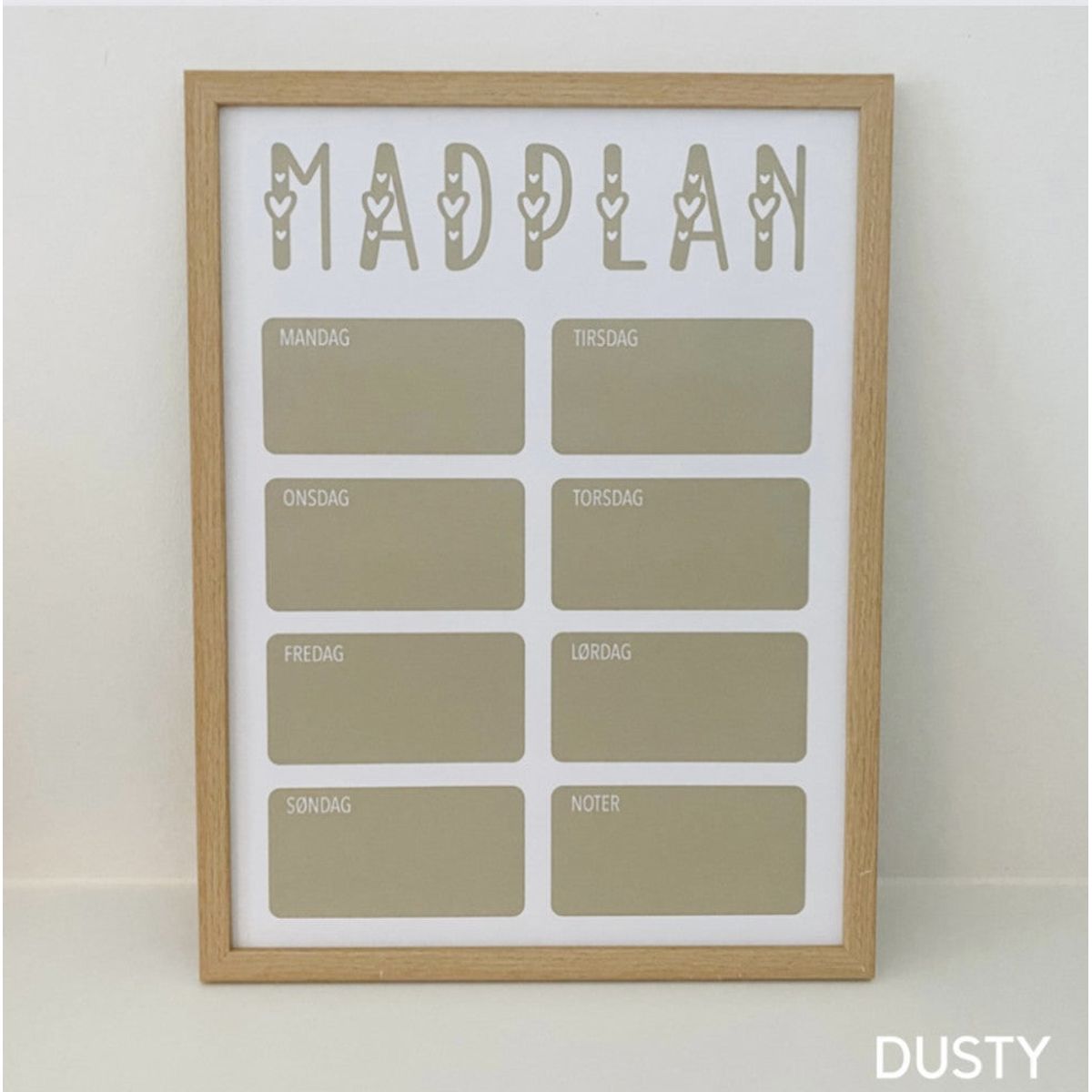 Madplan med ugedage - Nej tak / Dusty