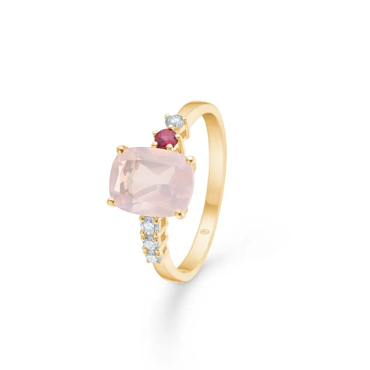 Mads Z Pink Felicity 14 kt. guld ring med rosakvarts og diamant