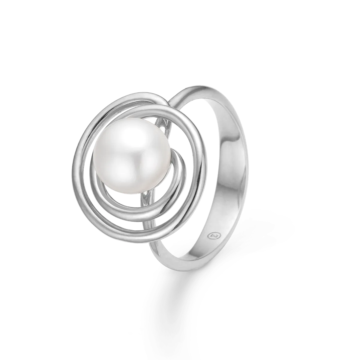 Mads Z - Swirl ring i sterling sølv med kulturperle - 2143083