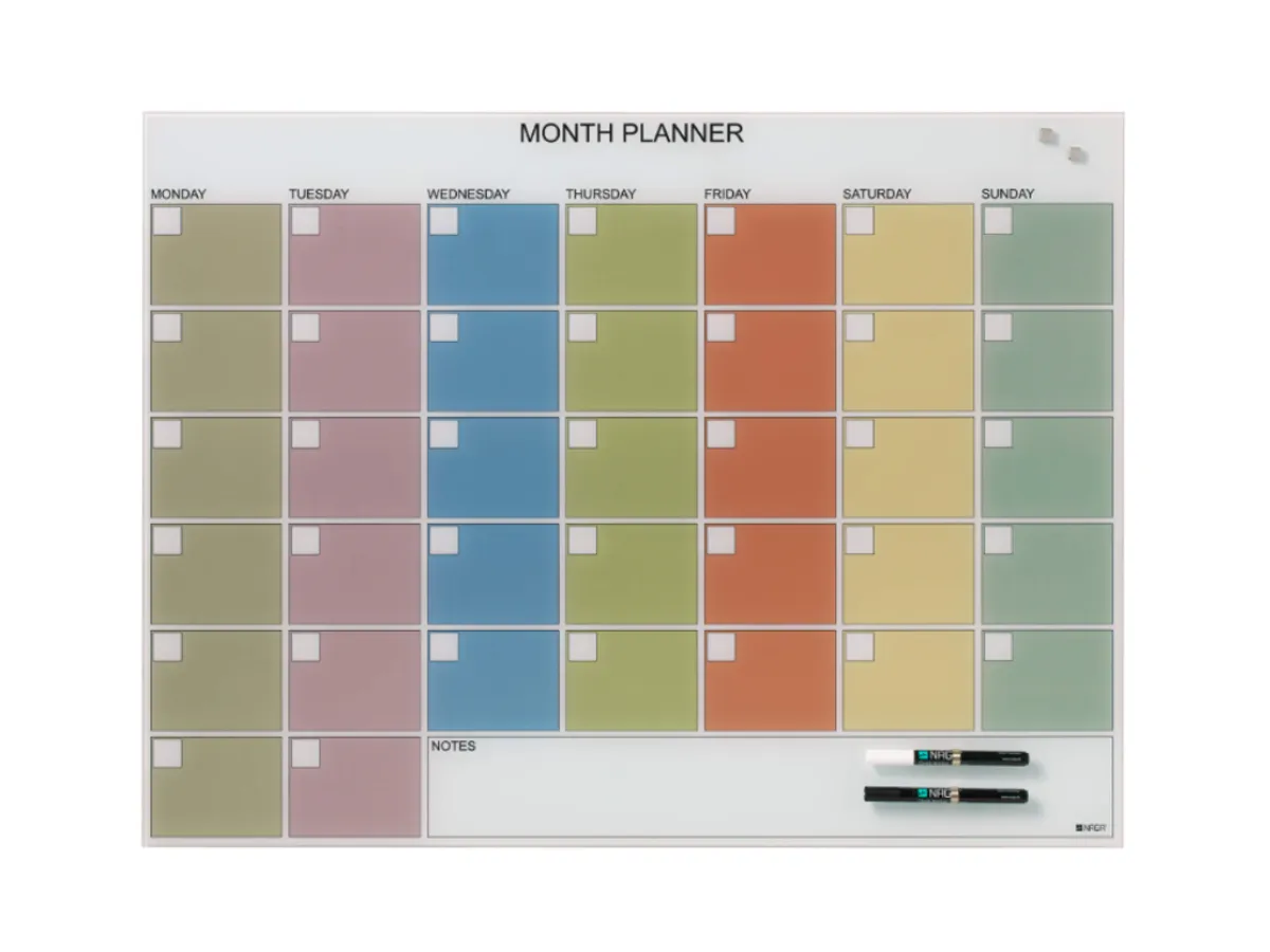 Magnetisk Glastavle Naga | Month Planner | 80 x 60 cm | Pastel