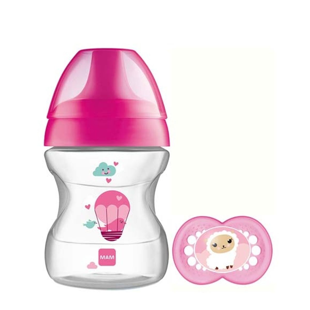 MAM 190ml Sutteflaske m. Sut - Learn To Drink Cup 6+ Mdr. - Pink