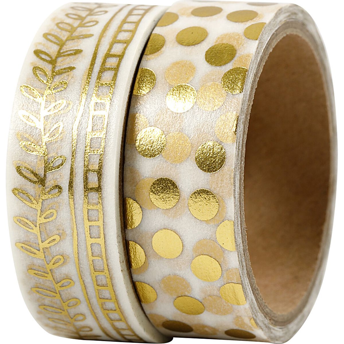 Masking Tape - Ranke Og Prikker - Folie - B 15 Mm - Guld - 2x4 M