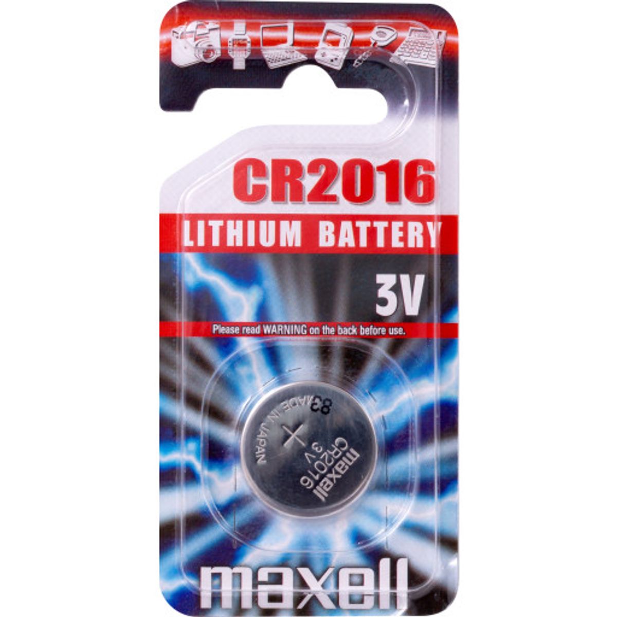 Maxell CR2016 batteri, 1 stk.