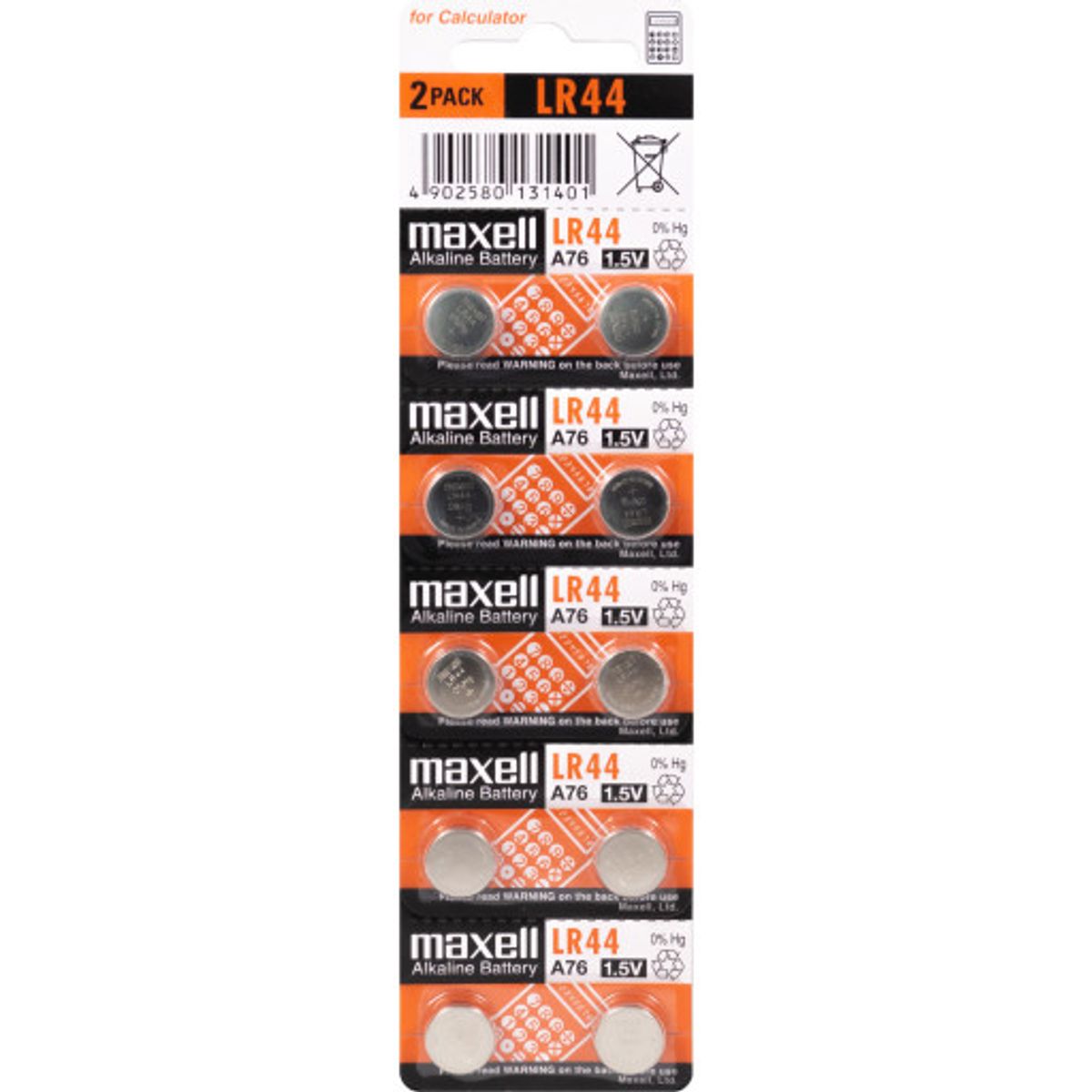 Maxell LR44 Alkaline Batterier - 10 stk.