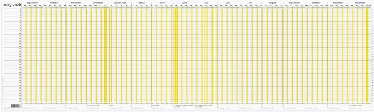 Mayland Ferie planner 2025/2026 100 x 70 cm