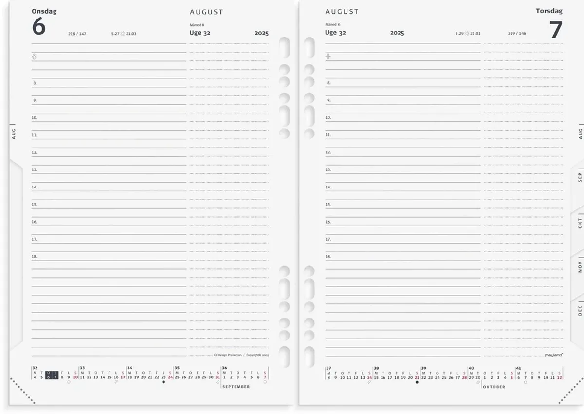 Mayland Kalender system 2025 dag A5 refill