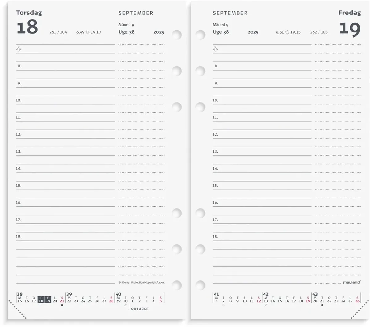 Mayland Kalender system pp 2025 dag refill